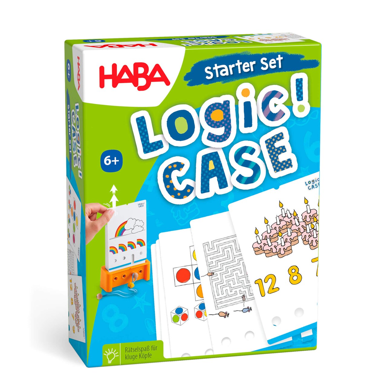HABA Logic! CASE Starter Set 6+- Brain Teaser Puzzles and Car Games, A Single Player Handheld Game to Develop Critical Thinking for Kids